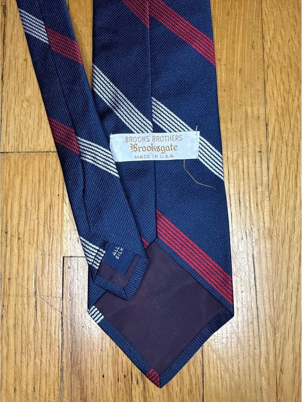Vintage Brooks Brothers Brooksgate Tie USA Navy Red White Stripe 3” Preppy